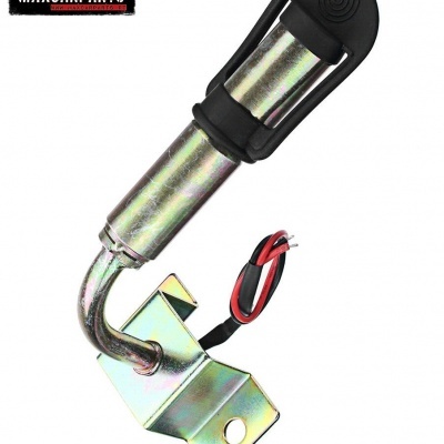 Dispositivo metálico prateado com cabo elétrico e base metálica para montagem