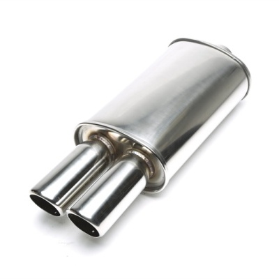 Silenciador de escape de aço inoxidável com duas pontas cilíndricas