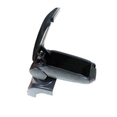 Apoio de braço para carro preto com compartimento aberto