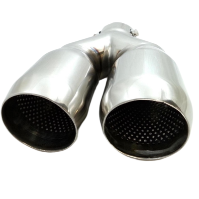 Peça dupla de escape automóvel em aço inoxidável com interior perfurado preto