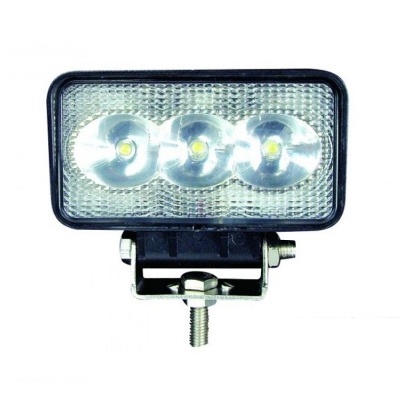 Luz retangular com três LEDs e suporte metálico