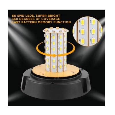 Lâmpada LED tubular com 60 LEDs SMD e base preta.