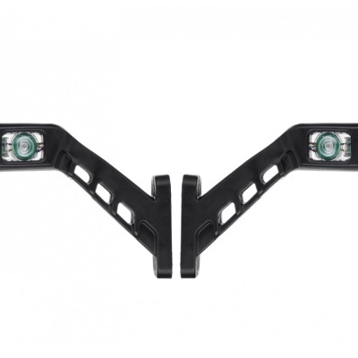 Par de suportes pretos com nível de bolha verde