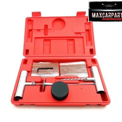 Conjunto de ferramentas para reparação de pneus com estojo vermelho e logótipo MAXCARPARTS