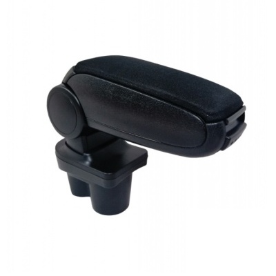 Apoio de braço para carro preto com superfície almofadada em tecido