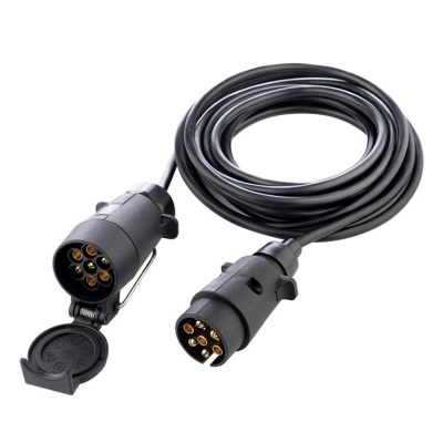 Cabo elétrico preto com conetores de 7 pinos e tampa flip