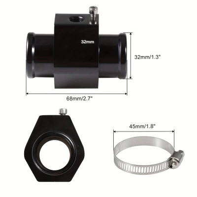 Acessório metálico cilindrico e hexagonal preto com braçadeira cromada ajustável