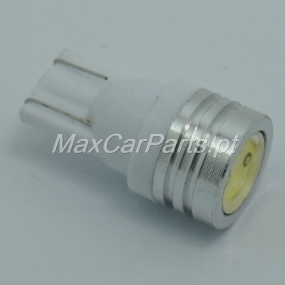 Lâmpada LED branca e metálica para automóvel com lente amarela