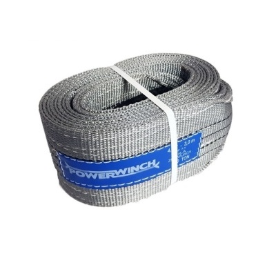 Cinta de reboque cinzenta Powerwinch com etiqueta azul