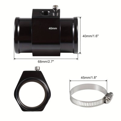 Peças metálicas pretas e prateadas com medidas indicadas.