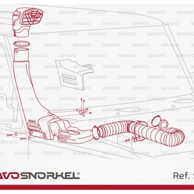 Ilustração técnica de snorkel Bravo Snorkel SSJN para veículos