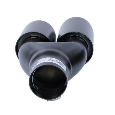 Conector em Y preto para tubos de plástico com etiqueta adesiva