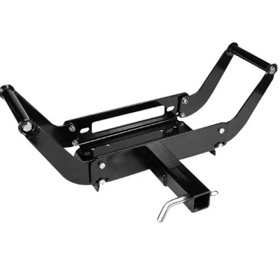 Suporte metálico preto com pinos de segurança em metal prateado