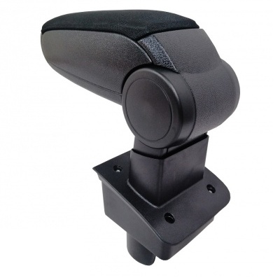 Apoio de braço preto para automóvel com superfície estofada e base em plástico