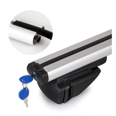 Barra de tejadilho de alumínio com fechadura e duas chaves azuis