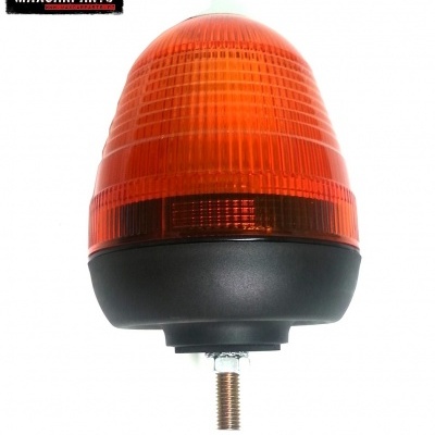 Sinalizador luminoso automotivo laranja com base preta e parafuso de fixação