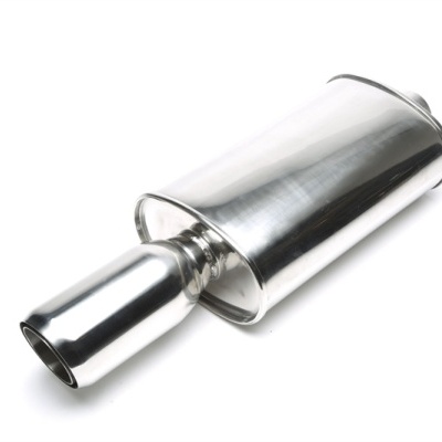 Silenciador de escape automóvel cromado com saída cilíndrica