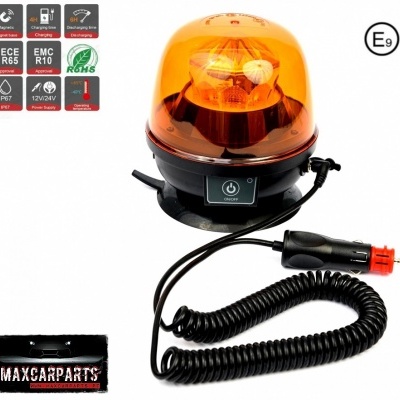 Luz intermitente de emergência automóvel laranja com cabo espiral e conector para isqueiro