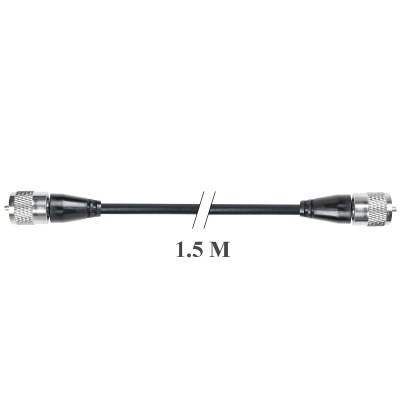 Cabo coaxial preto de 1.5 metros com conectores metálicos