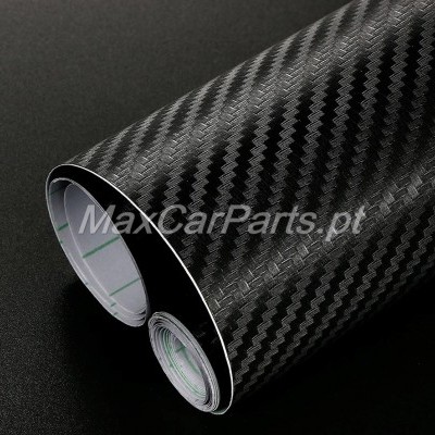 Duas folhas de vinil preto com padrão de fibra de carbono em superfície preta