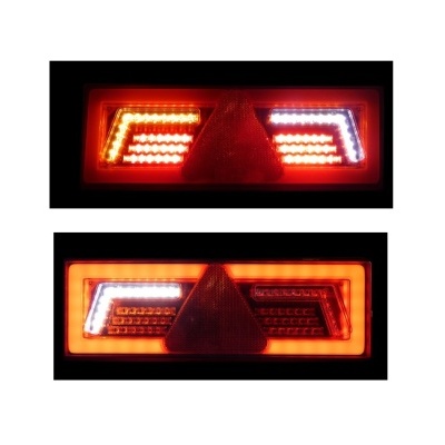 Luzes traseiras LED retangulares com triângulo refletor vermelho central