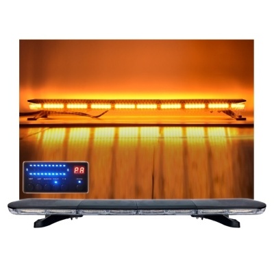 Barra de luz LED amarela com suporte preto e controlo remoto electrónico