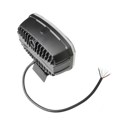 Luz LED preta para bicicleta com fios coloridos expostos