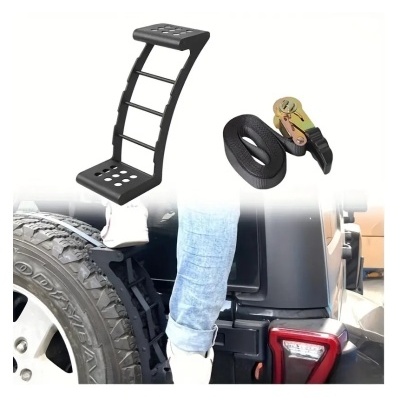 Degrau auxiliar preto para Jeep e cinta com fivela