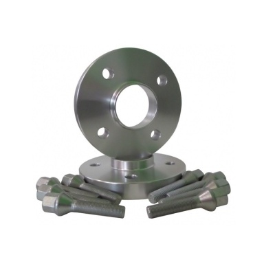 Espaçadores metálicos prateados com parafusos em fundo branco