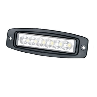 Luz LED rectangular preta com seis LEDs
