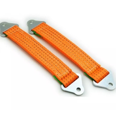 Par de cintas de elevação laranja com reforços metálicos
