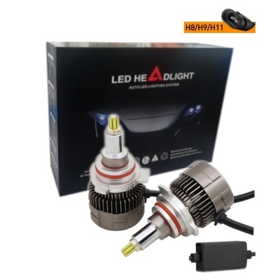 Conjunto de lâmpadas LED automotivas com dissipador e caixa preta LED HEADLIGHT