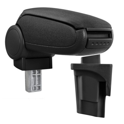 Apoio de braço para automóvel preto com base metálica e suporte de fixação