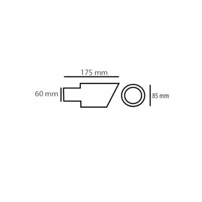 Desenho técnico com medidas 175 mm, 60 mm e 85 mm