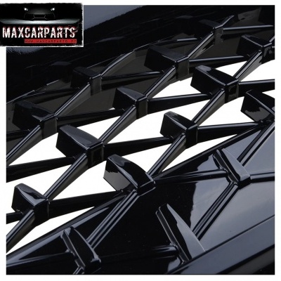 Grelhas de carro pretas brilhantes com padrão geométrico cruzado e logotipo MAXCARPARTS