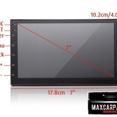 Ecrã digital preto com botões laterais e logótipo MAXCARPARTS
