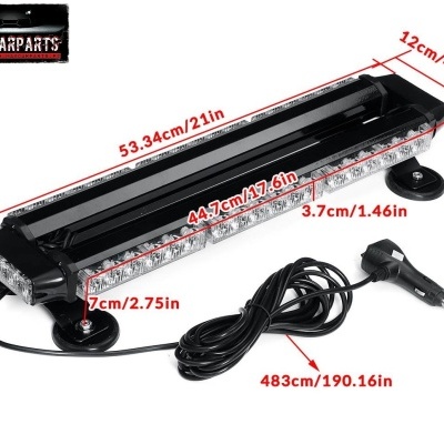 Barra de luz LED preta para automóveis com ventosas e cabo