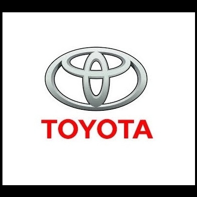 Logótipo da Toyota com símbolo prateado e texto em vermelho