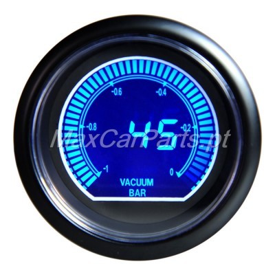 Medidor digital de vácuo azul com aro preto