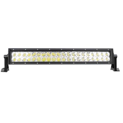 Barra de luz LED retangular preta com LEDs amarelos e brancos