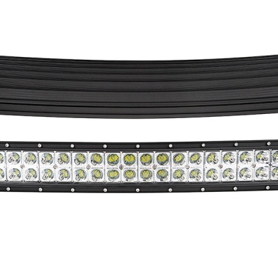 Barra de luz LED preta com 36 LEDs alinhados e suporte de fixação