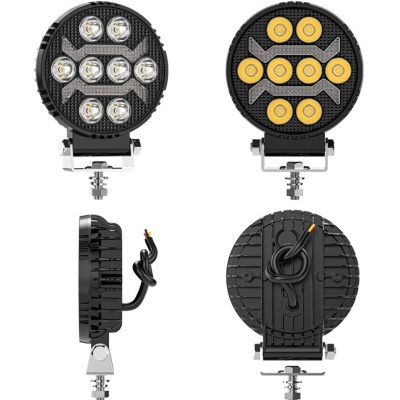Luzes LED redondas para automóveis com suportes metálicos