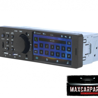 rádio automóvel digital preto com ecrã azul e botões