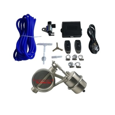 Conjunto de componentes para sistema pneumático com mangueira azul, válvulas metálicas e controladores pretos