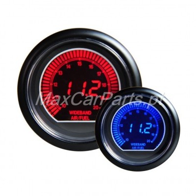Mostradores digitais para automóveis com ecrã de ar/combustível em vermelho e azul