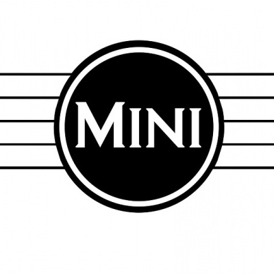 Logótipo da MINI preto e branco com asas.