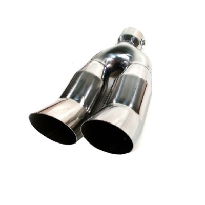 Condutor duplo para escape automóvel em aço inoxidável polido