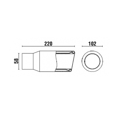 Desenho técnico de adaptador cilíndrico com medidas