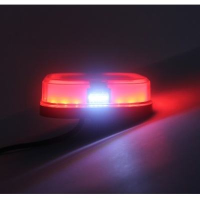 Luz LED vermelha de sinalização com luz branca no centro e cabo preto