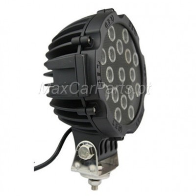 Luz de trabalho LED redonda preta com 18 LEDs e suporte metálico
